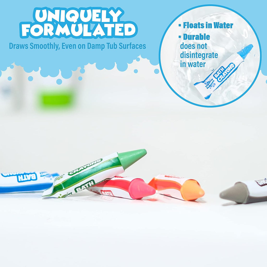 Smooth Bath Crayons Bath Toy, 12 Pack | Nontoxic, Washable Bath Crayons for Toddlers & Kids | Unique Formula Draws