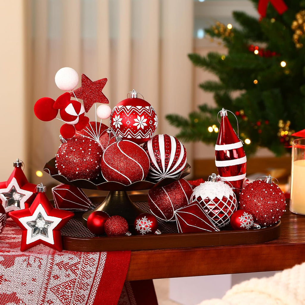 112ct Christmas Tree Balls Ornaments, Classic Pearl Gift Box, Shatterproof Plastic Decorative Baubles for Xmas Tree