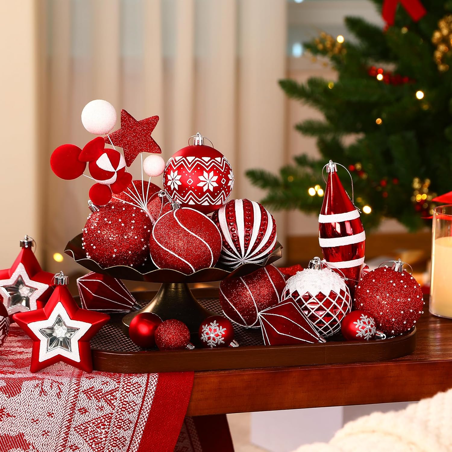 112ct Christmas Tree Balls Ornaments, Classic Pearl Gift Box, Shatterproof Plastic Decorative Baubles for Xmas Tree