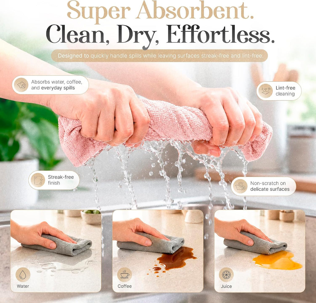 Microfiber Cleaning Cloth Roll 20 Sheets 11" x 10" Tear Away Microfiber Towel Roll Reusable Paper Towels Washable