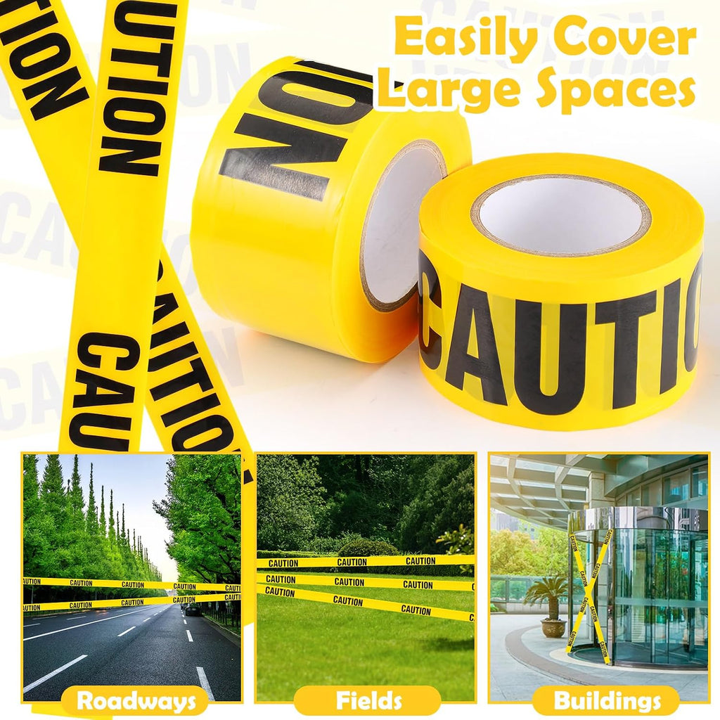 10 Rolls 3 Inch X 1000 Feet Caution Tape Waterproof,Yellow,Caution | Safety Warning for Danger Hazardous Area, Bulk