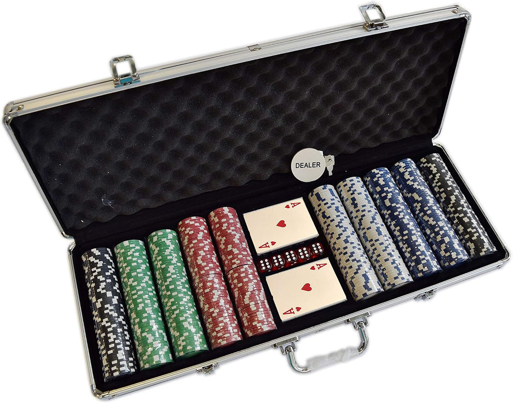 Poker Chip Set 11.5 Gram for Texas Holdem, Blackjack, Casino Gambling with Aluminum Case, Cards, Dealer Button