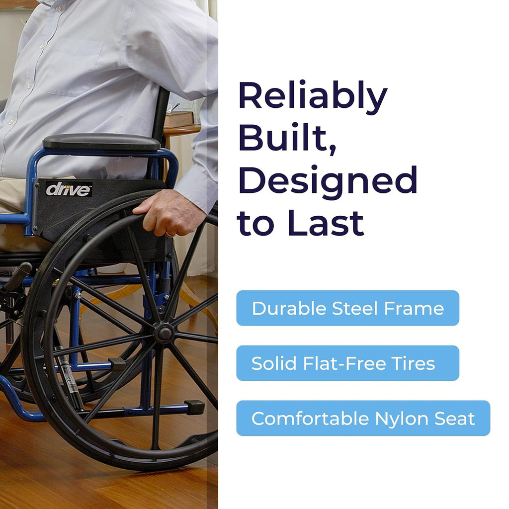 Blue Streak Lightweight Wheelchair, Footrests, 18" Seat