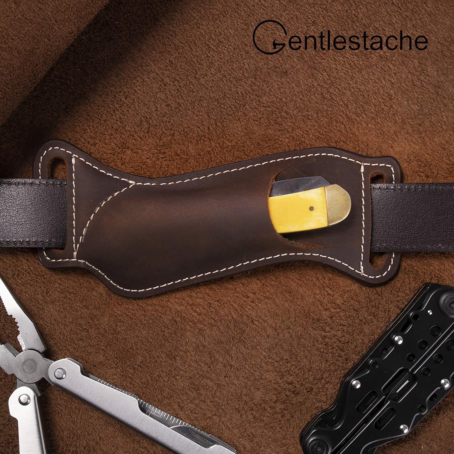 Leather Knife Sheaths for Belt, Knife Holster, Pocket Knife Sheath, EDC Leather Sheath for Folding Knife Carrier