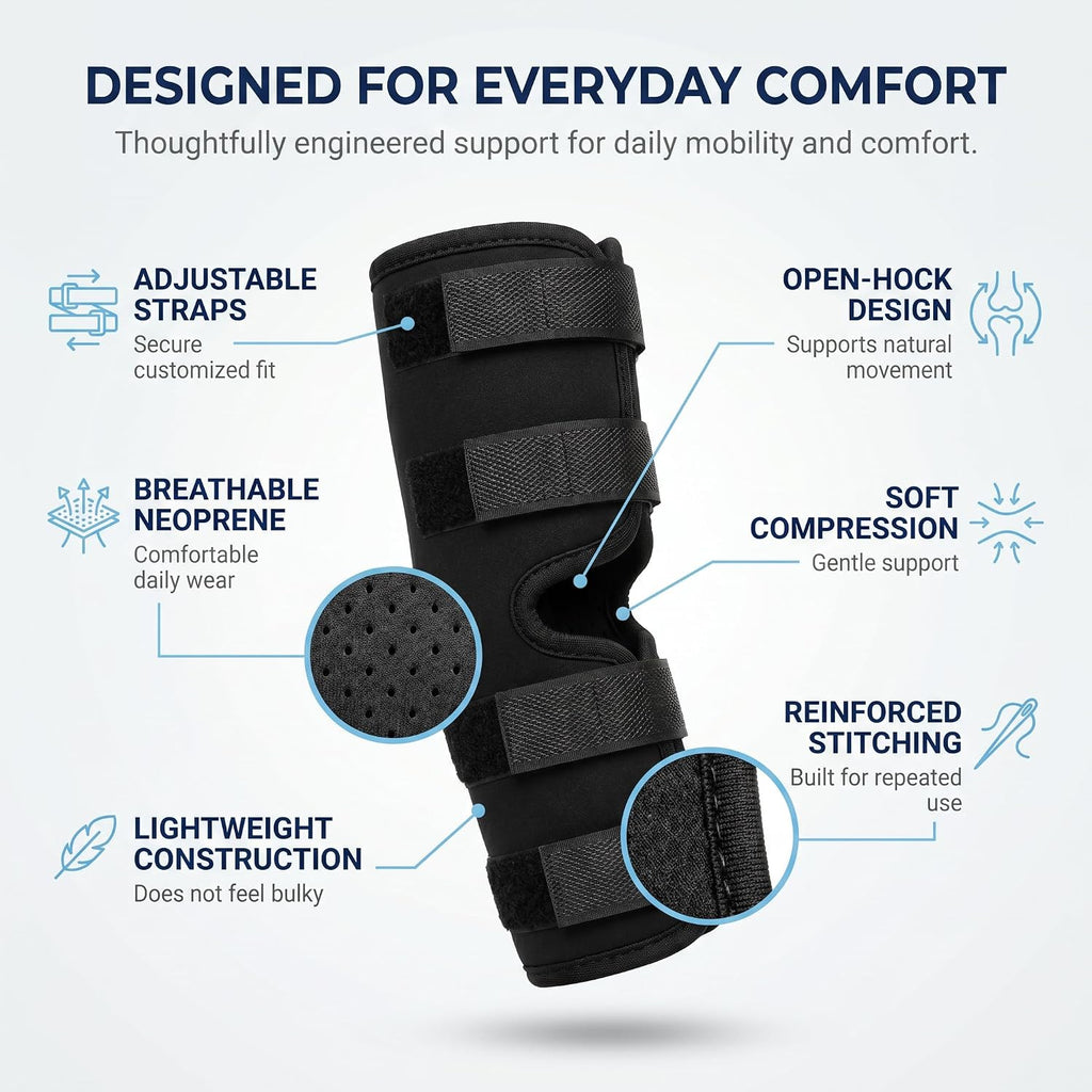 Dog Knee Brace for Hind Leg, Dog Hock Brace for Back Leg Support, Adjustable ACL CCL Brace for Dogs, Rear Leg Support