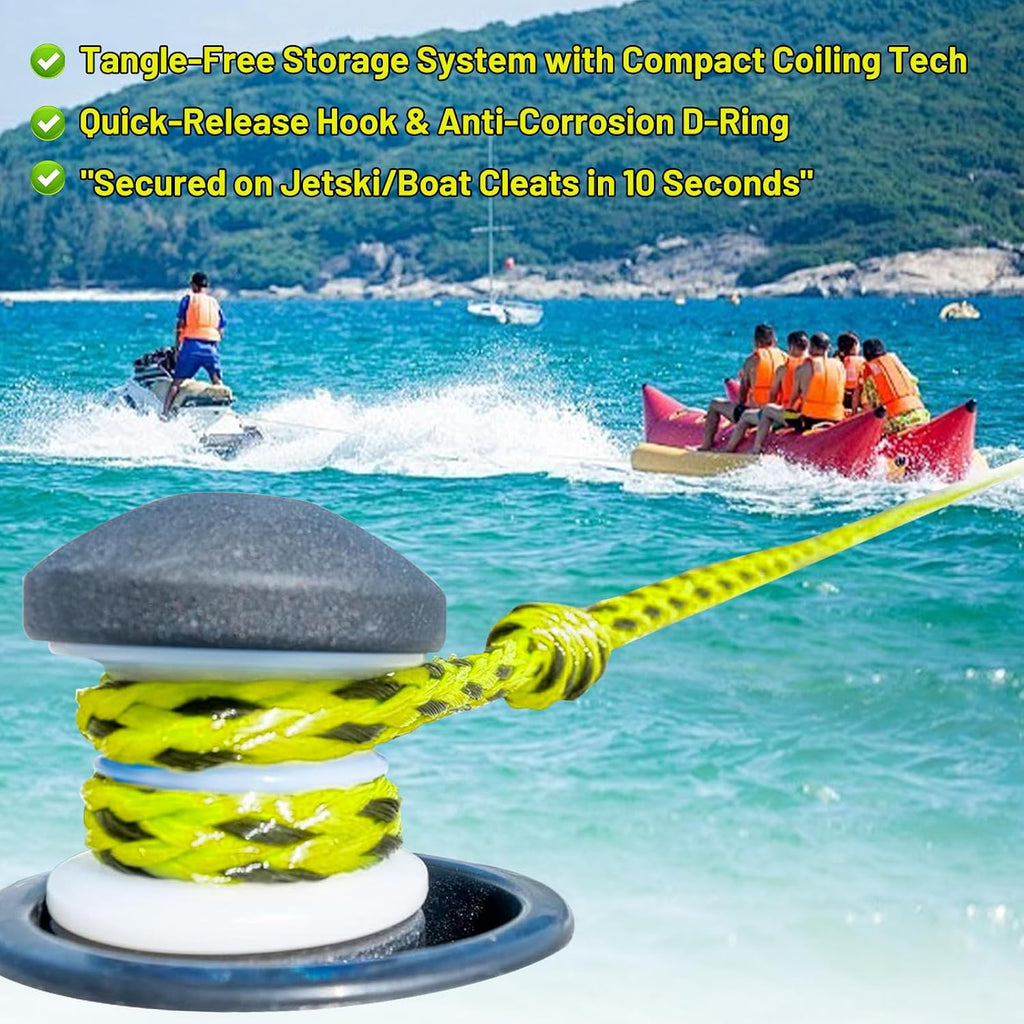 Boat Tow Rope for Tubing, 60FT Tube Boating Ropes Heavy Duty Thick for Ski Float Water Skiing with Floating Foam
