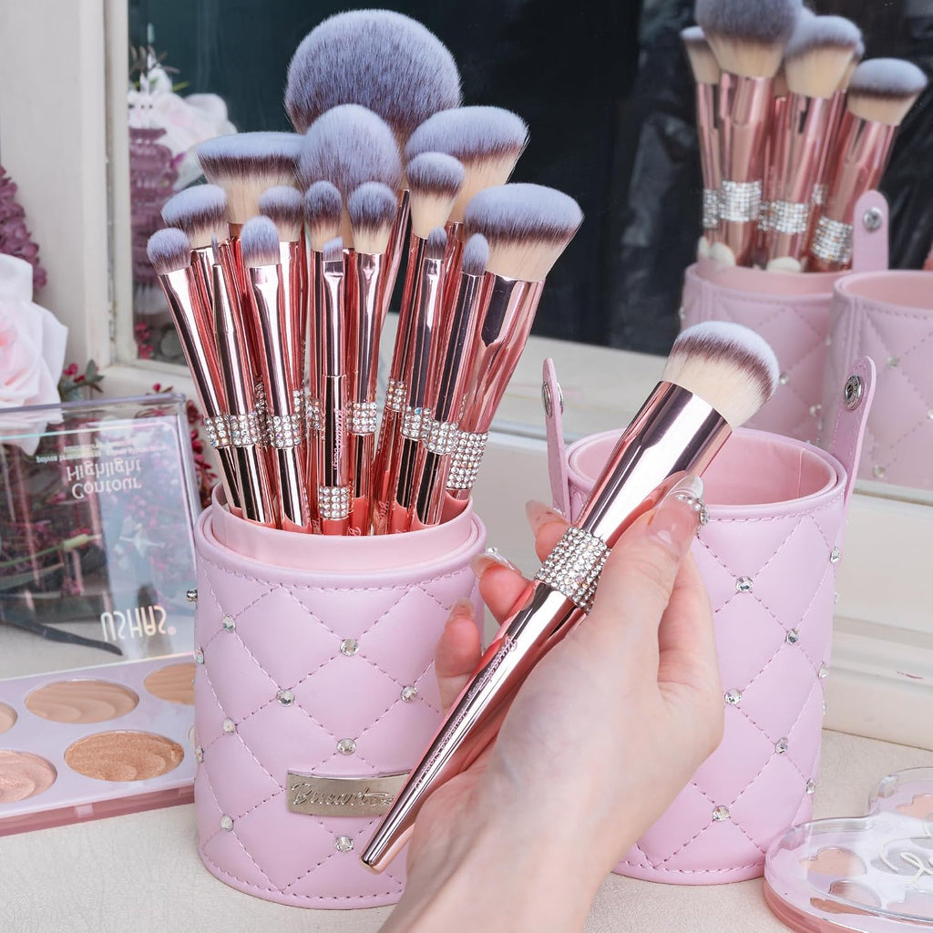 16Pcs Professional Makeup Brushes Set with Elegant Holder