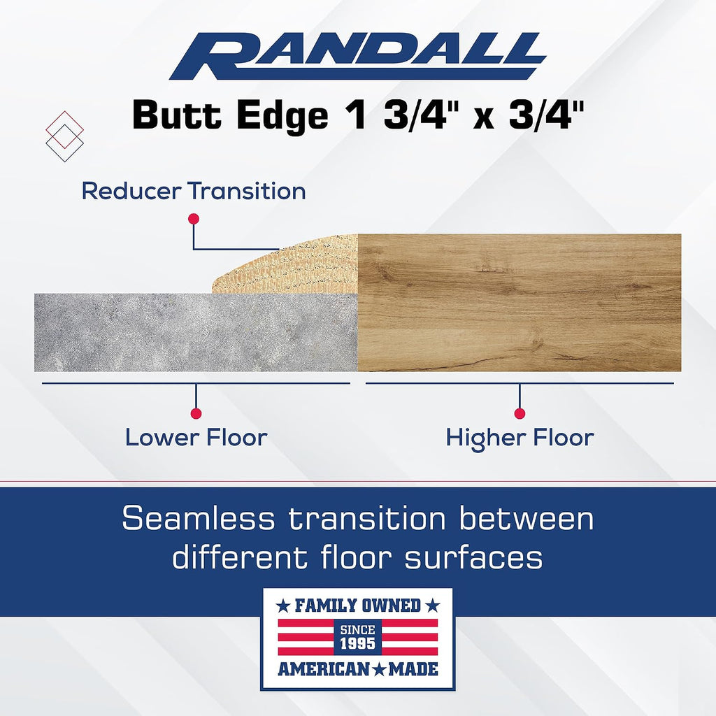 36" Red Oak Butt Edging/Reducer – 3/4" Thick x 1-3/4" Wide Unfinished Solid Oak Transition Strip with Installation