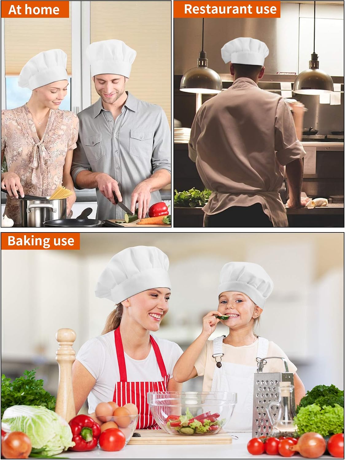 Chef Hats for Adults Adjustable Elastic Baker Caps