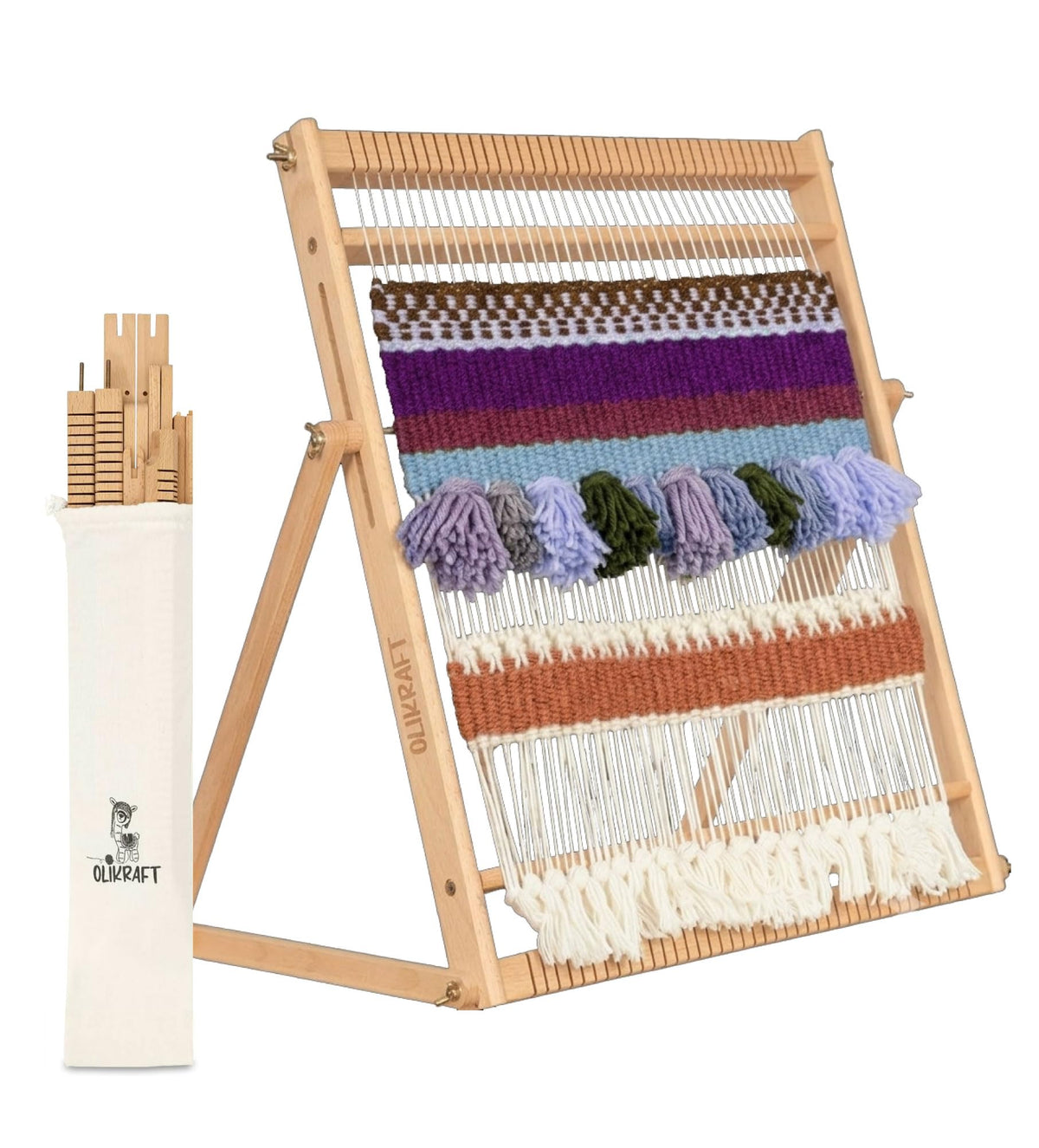 Wooden Weaving Loom, Adjustable Stand (Extra Large)