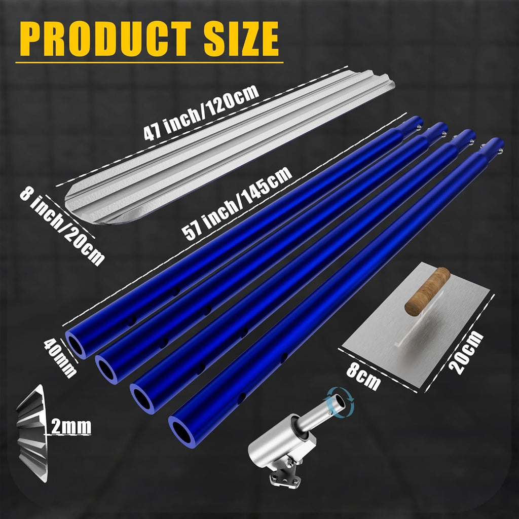 Bull Float Concrete Tools, 48"×8" Magnesium Aluminum Alloy Concrete Float | 4 Combinable Handles, Carrying Toolbox