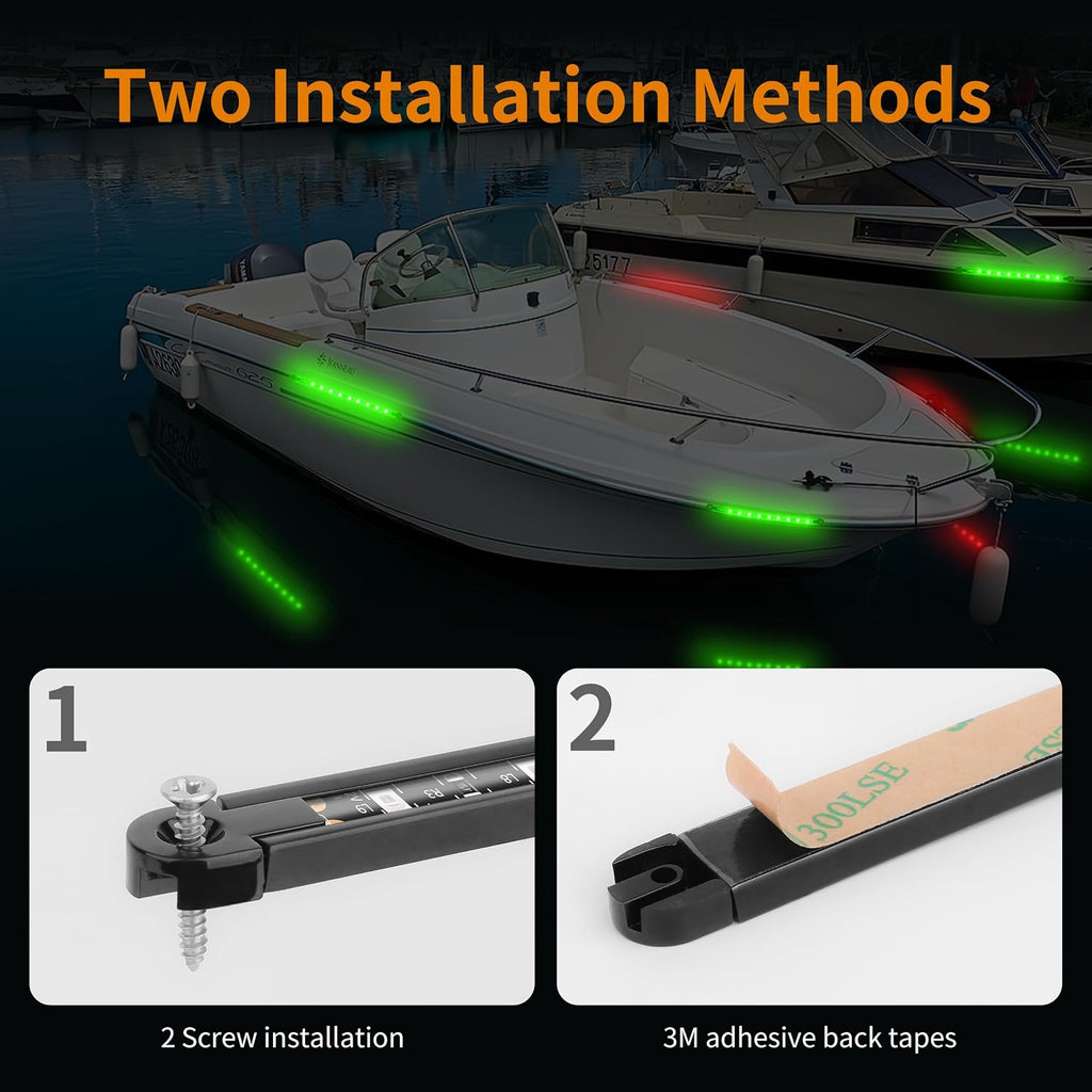 RVZONE Boat Red & Green Bow Navigation Lights, IP67 LED Marine Deck Light