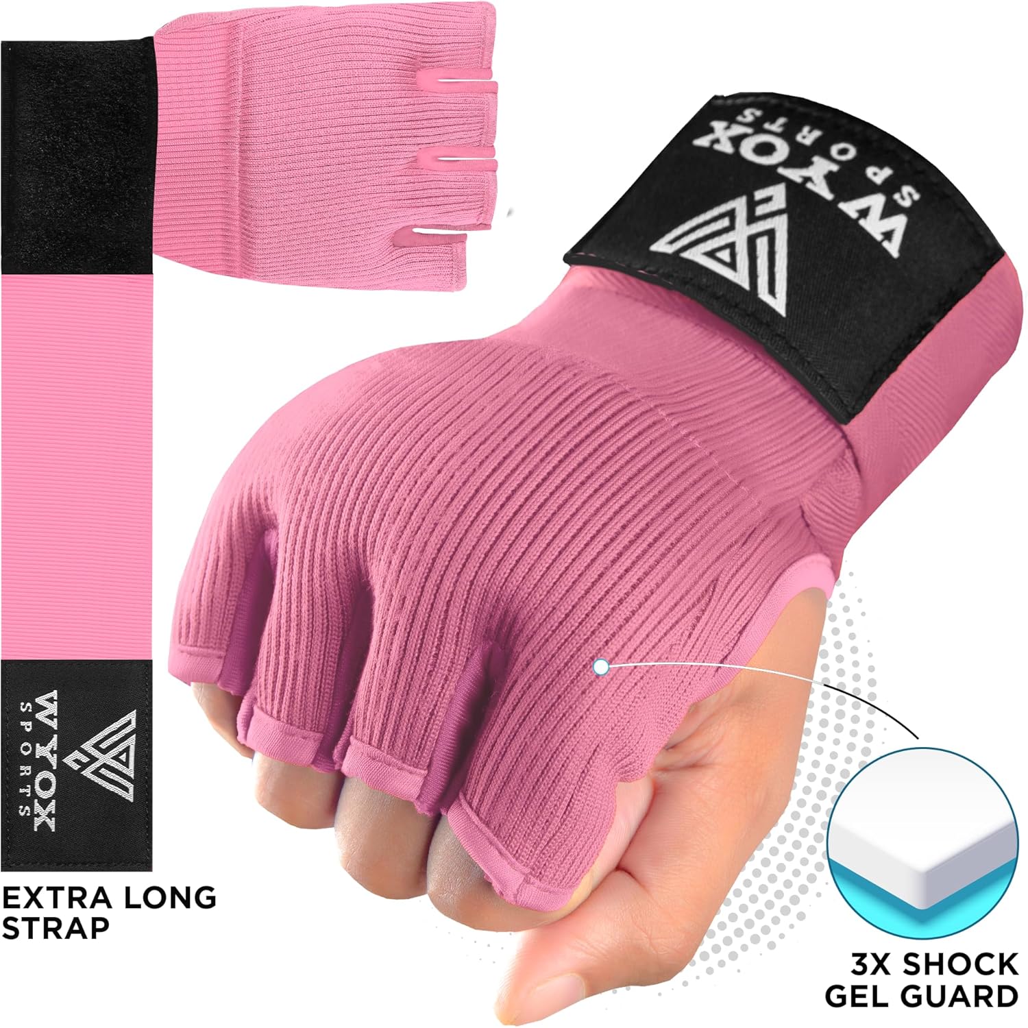 Gel Boxing Hand Wraps Inner Gloves for Men & Women – 80cm/31inch Quick Wrist Strap, Padded Knuckle Support