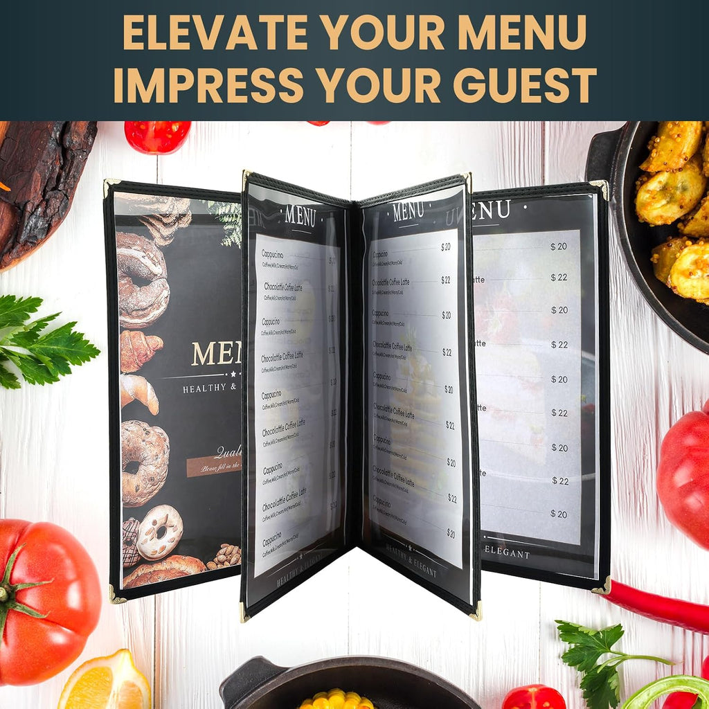 Menu Covers 8.5 x 11 Inch, 2 Pack (4 Page 8 View)