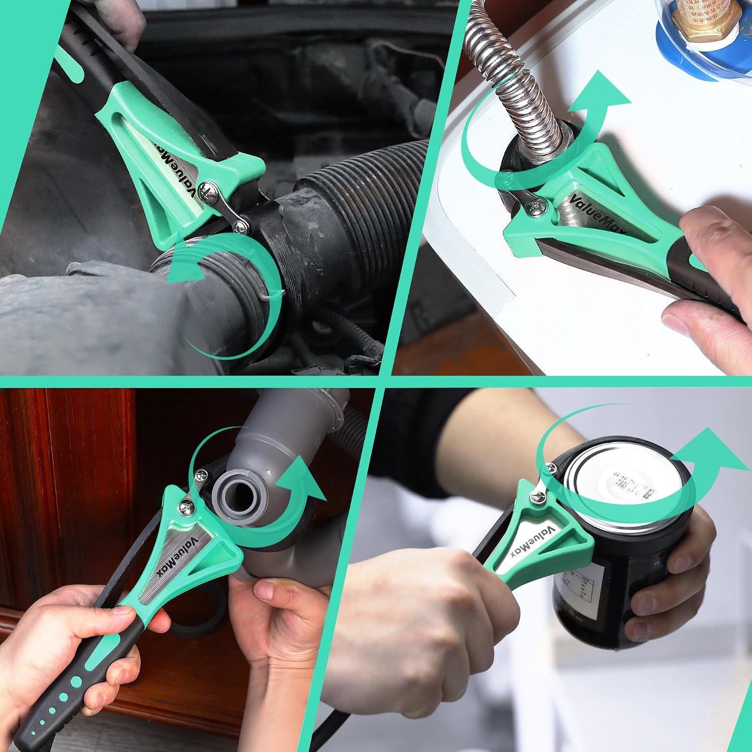 Oil Filter Wrench, 2 piece Rubber Strap Wrench Set, Jar Opener | 4" (Small) and 6"(Large), Adjustable, No Scratch
