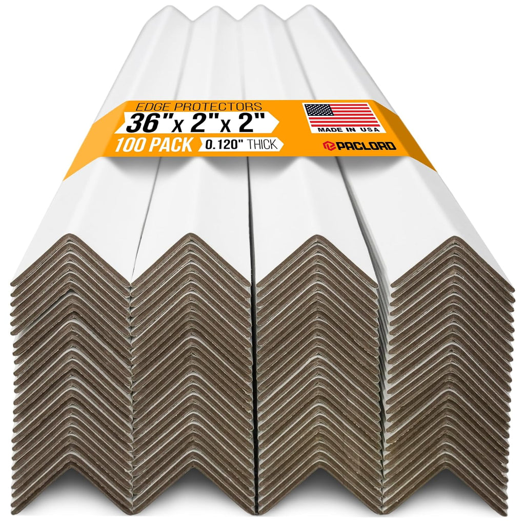 36" x 2" x 2" Reinforced Cardboard Edge Protectors, Pack of 100
