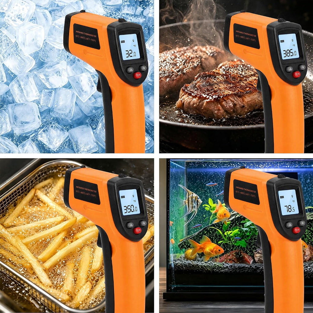 Infrared Thermometer Gun, -58°F to 712°F, 12:1 D:S