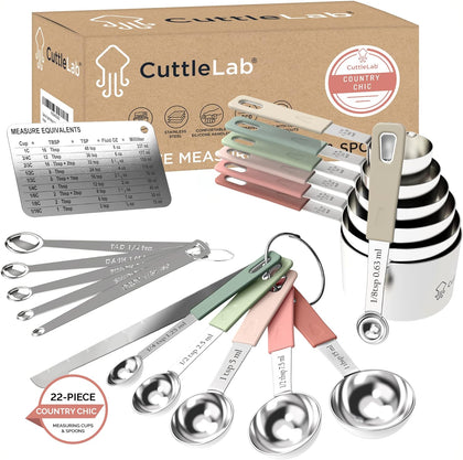 22-Piece Stainless Steel Measuring Cups and Spoons Set, Tad Dash Pinch Smidgen Drop Mini Measuring Spoons, Measuring