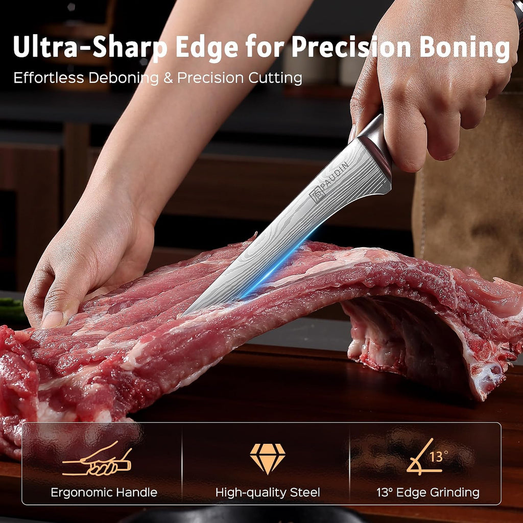 Boning Knife 6 Inch, Super Sharp Fillet Knife, German High Carbon Stainless Steel Deboning Knives, Professional