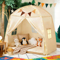 Large Teepee Tent for Kids: with Star Lights & Flags - 3-Window Cone Ball Playhouse for Indoor & Outdoor - Portable &