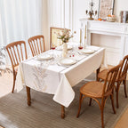 Linen Style Embroidered Tablecloth 55"x71" Rectangle Coffee
