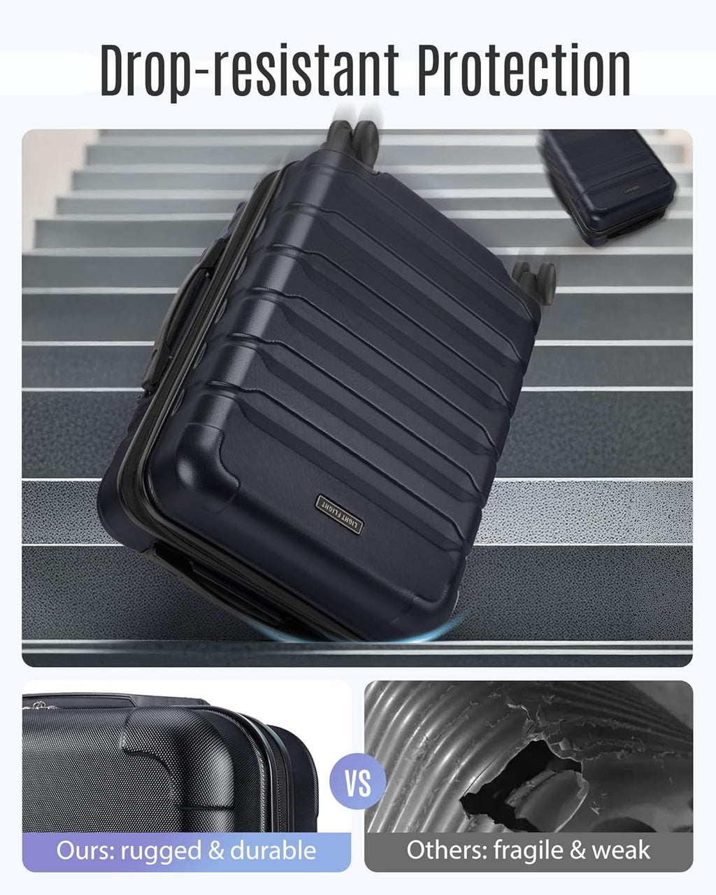 Carry On Luggage 22x14x9 Airline Approved, Expandable Carry On Suitcases with Wheels, Lightweight Luggage, Durable