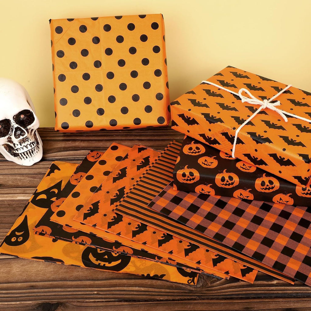 30 Sheets Halloween Tissue Paper, 14x20in Pumpkins Ghosts Gift Wrapping