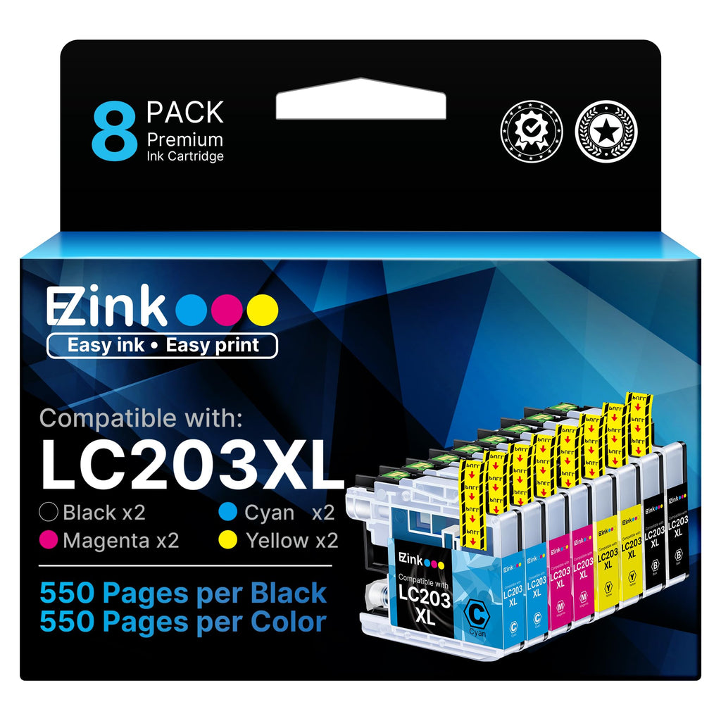 LC203XL Compatible for Brother LC203 LC201 Ink Cartridges 8 Pack