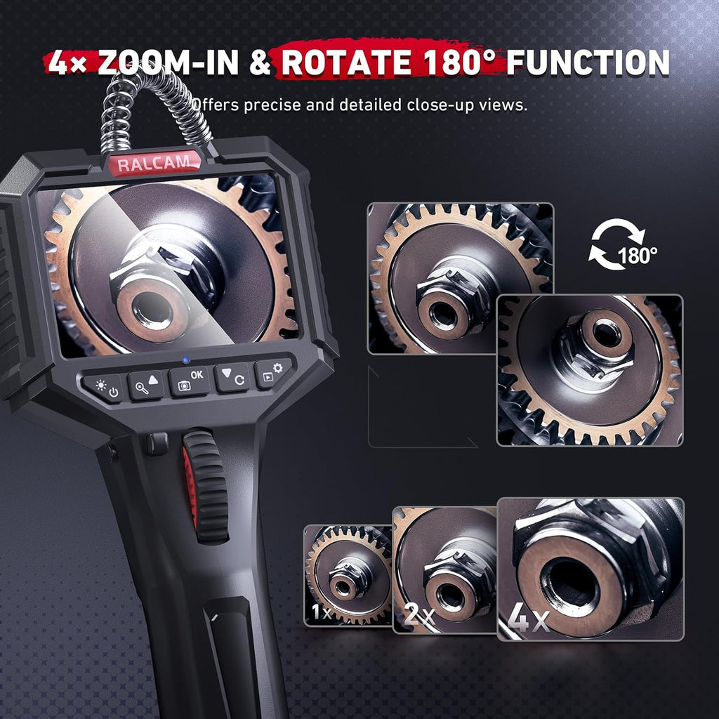 Ralcam Two-Way Articulating Borescope with Light, Slim Probe