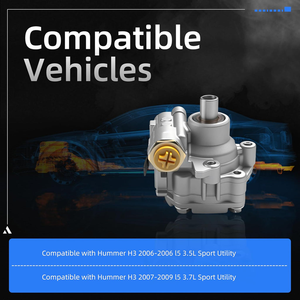 Power Steering Pump, for Hummer H3 2006-2009, 3.5L 3.7L Gas