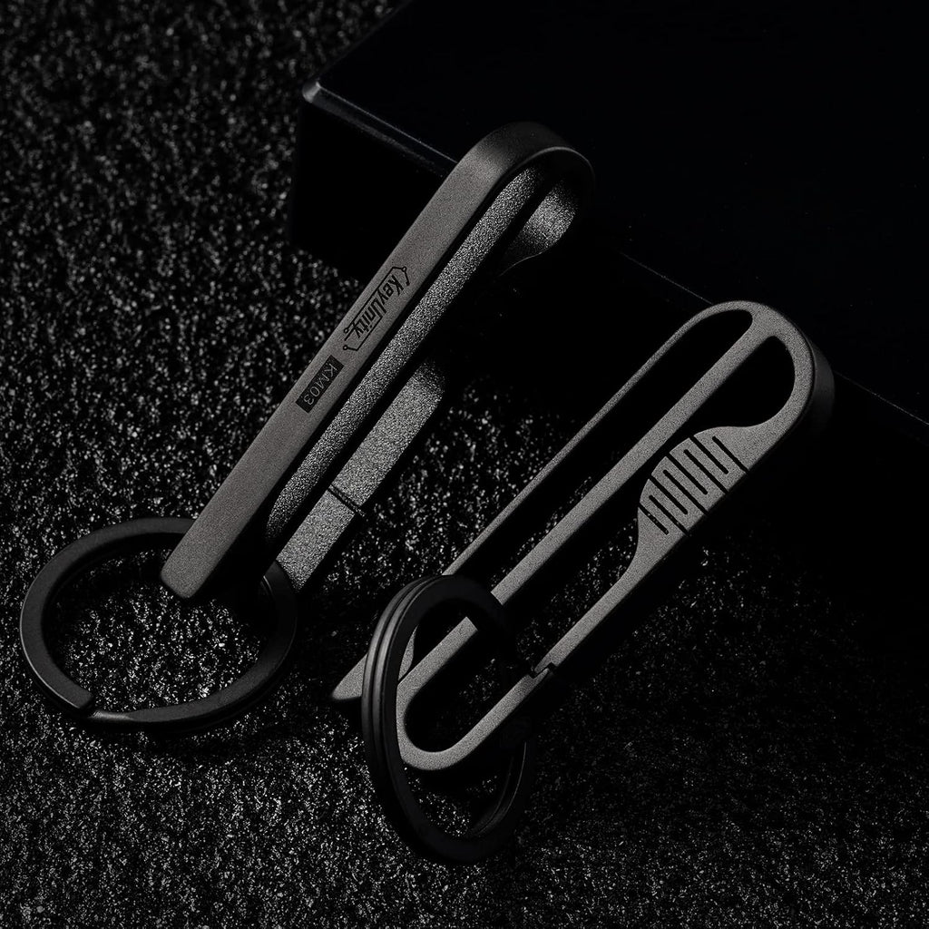 KM03 Titanium Keychain Clip Belt Loop Key Holder with Removable Key Ring for Duty Belt