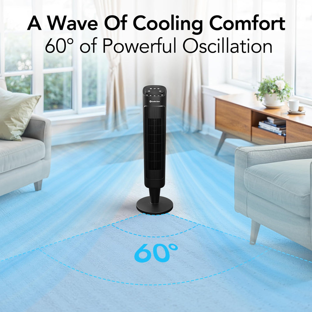 36" Oscillating Tower Fan with Remote & Timer