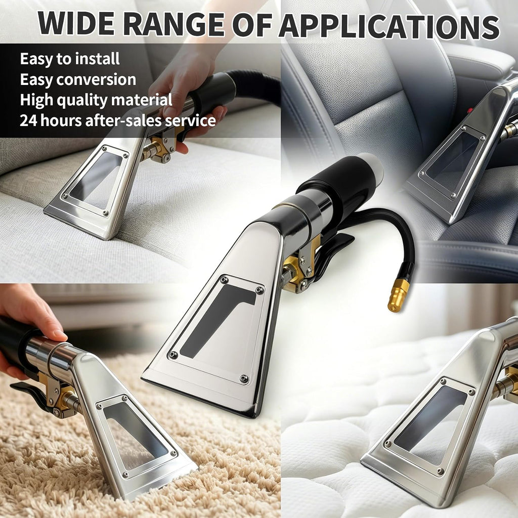 Upholstery Carpet Extractor Wand with Viewing Window for Mytee/Shop Vac | 1.5" Stainless Detailing Hand Wand, Brass