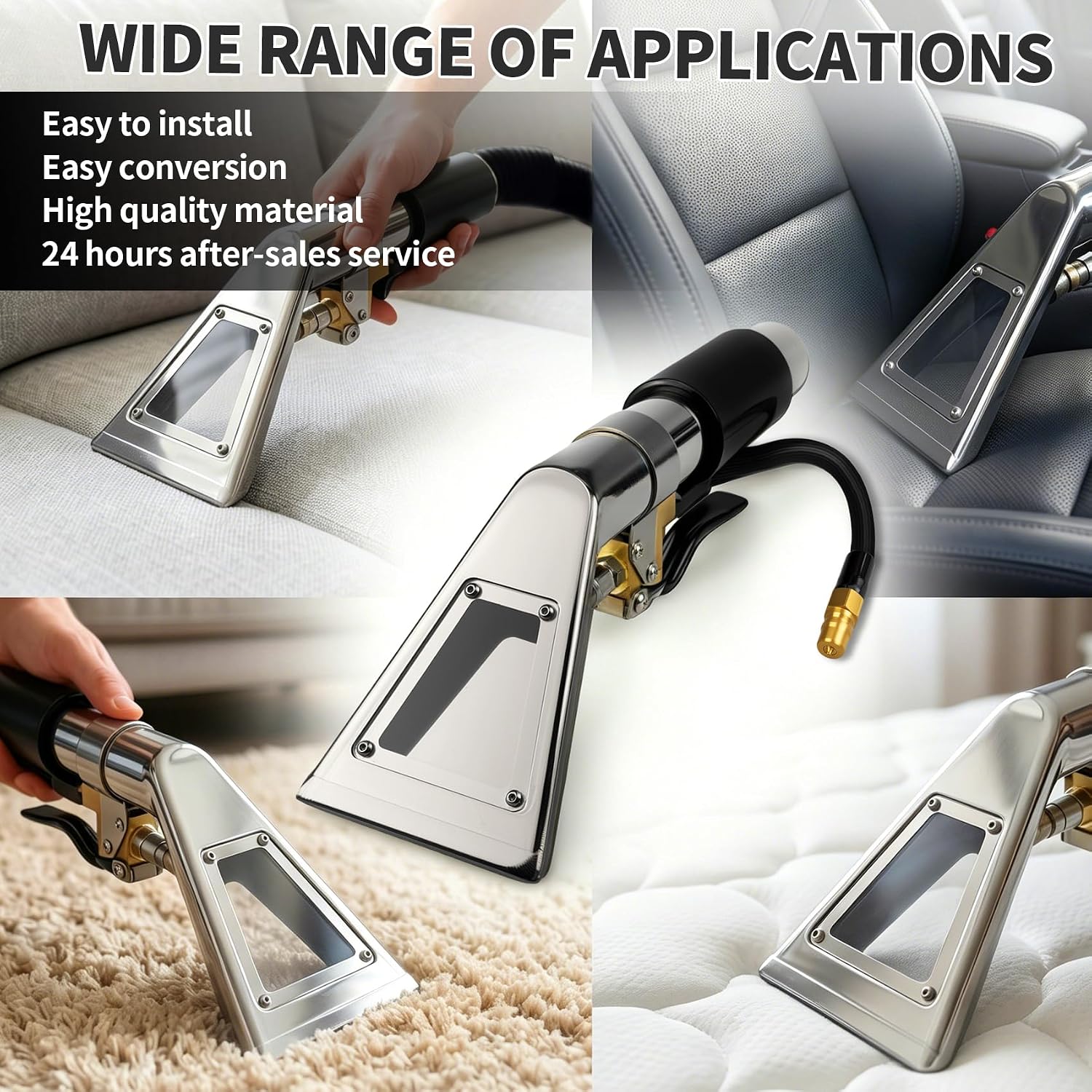 Upholstery Carpet Extractor Wand with Viewing Window for Mytee/Shop Vac | 1.5" Stainless Detailing Hand Wand, Brass
