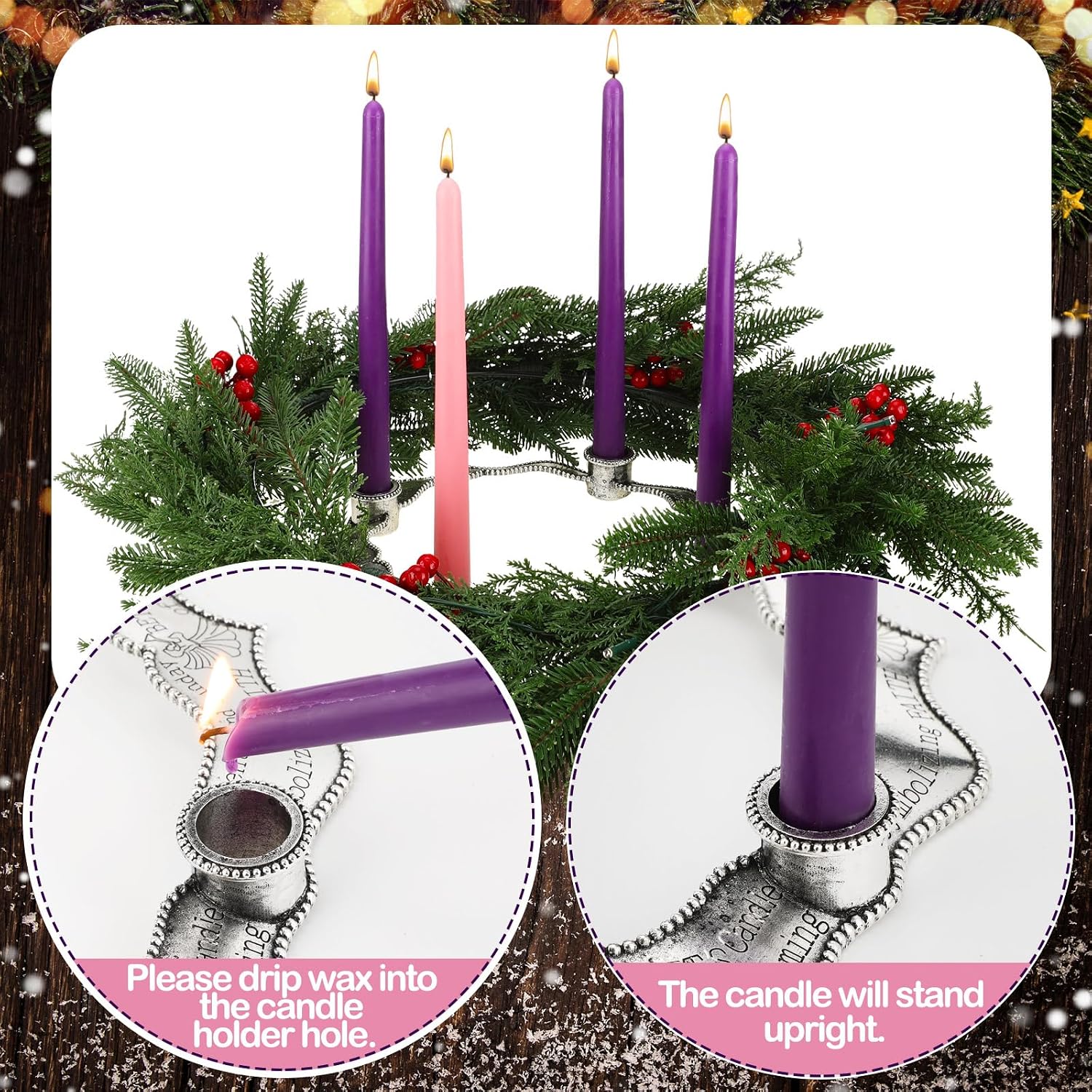 5 Pcs Advent Candle Holder Set Nativity Christmas Centerpiece Religious Decoration Metal Advent Candle Holder and