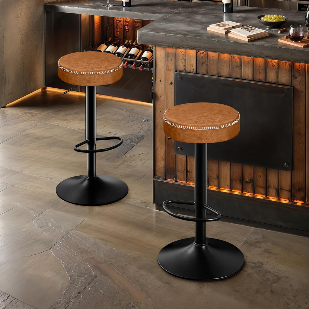 Tall Bar Stools Set of 2, Microfiber Leather Bar Height Stools