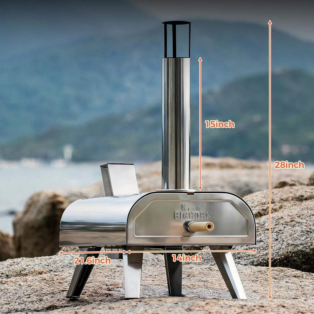 OUTDOORS 12" Multi-Fuel Pizza Oven, Portable Outdoor Pizza Oven, Wood Fired & Propane Gas, Pellet Pizza Maker with