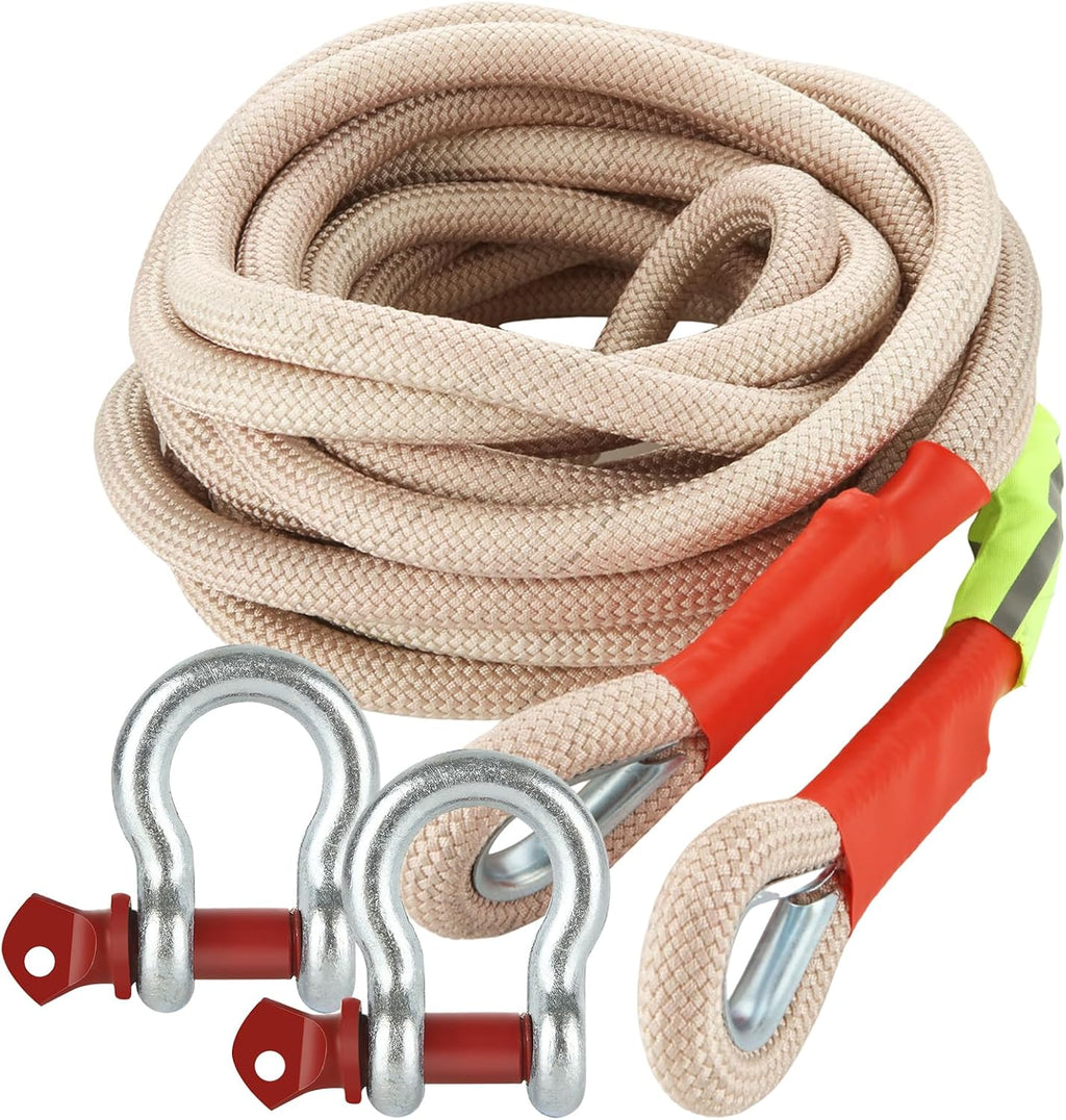 Kinetic Recovery Strap(1" x 30ft), 22,000lbs Tow Straps Heavy Duty with Loops, Nylon Off Road Tow Rope with 2 D-Ring