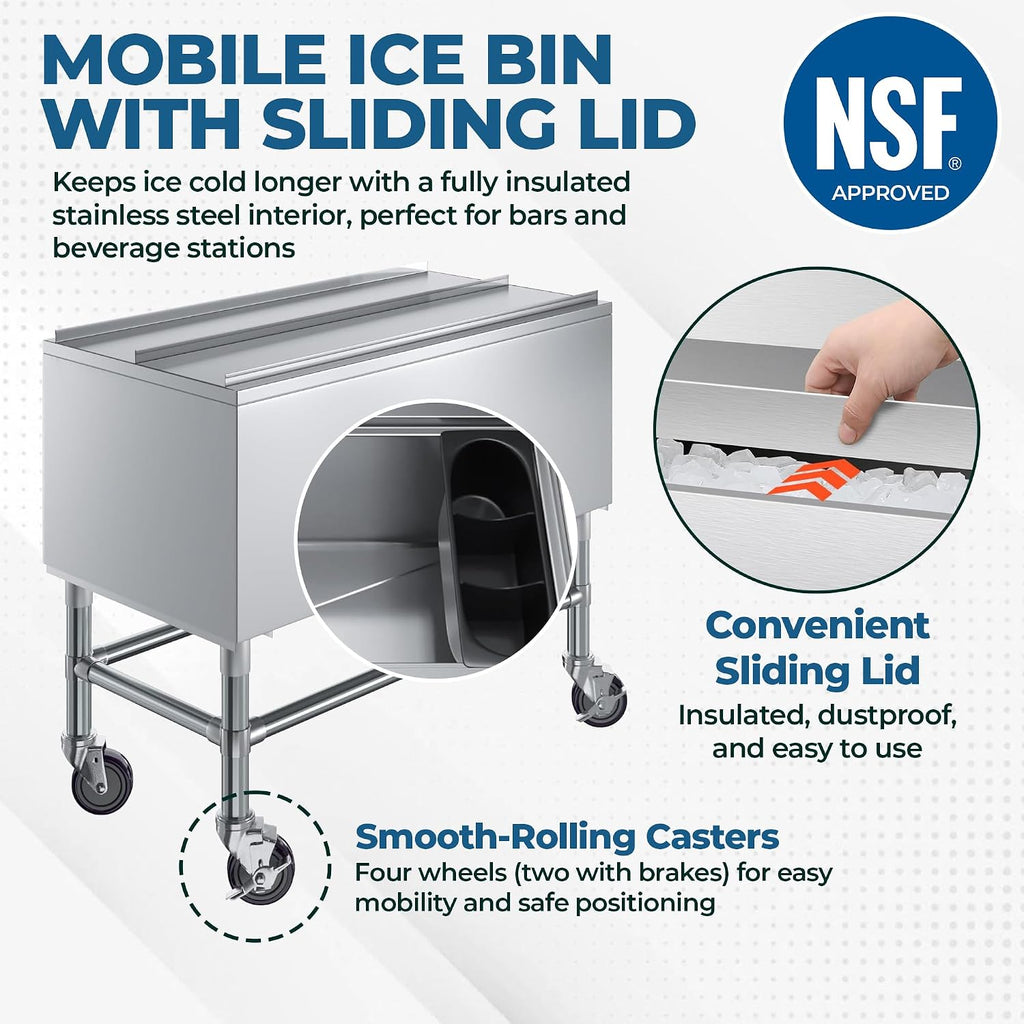 Mobile Ice Bin with Sliding Lid
