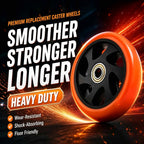 5" Caster Replacement Wheels Heavy Duty Polyurethane 4 Pack Orange