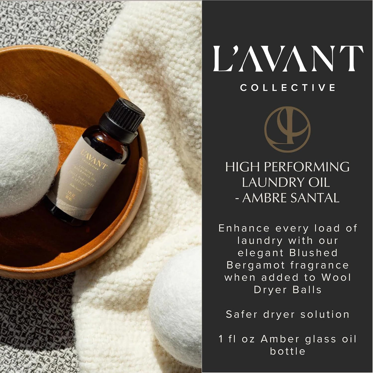 Laundry Oil 1oz, Dryer Ball Scent Booster, Ambre Santal