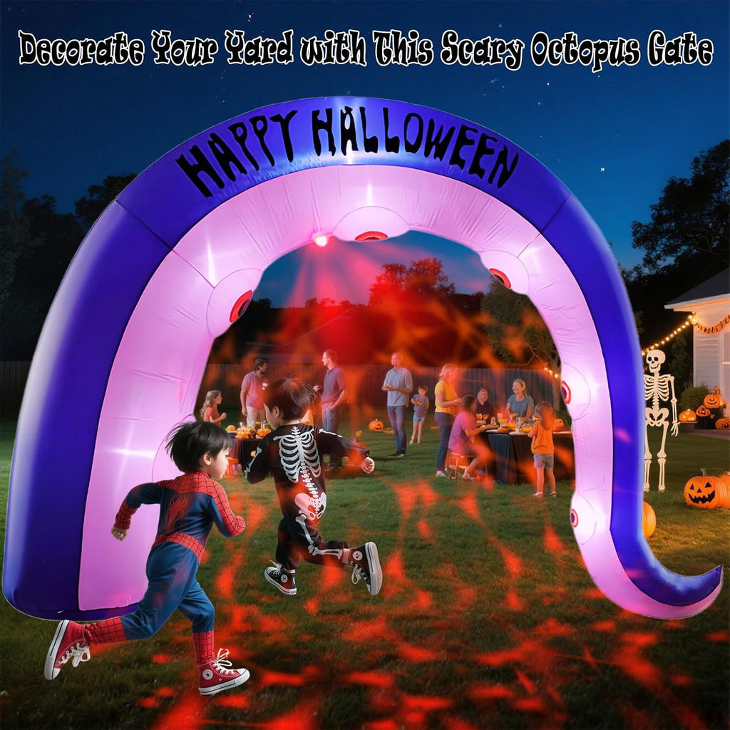 Giant 12FT Long Halloween Inflatables Octopus Arch Outdoor Decorations Blow up Yard Sea Monster Octopus Tenacle