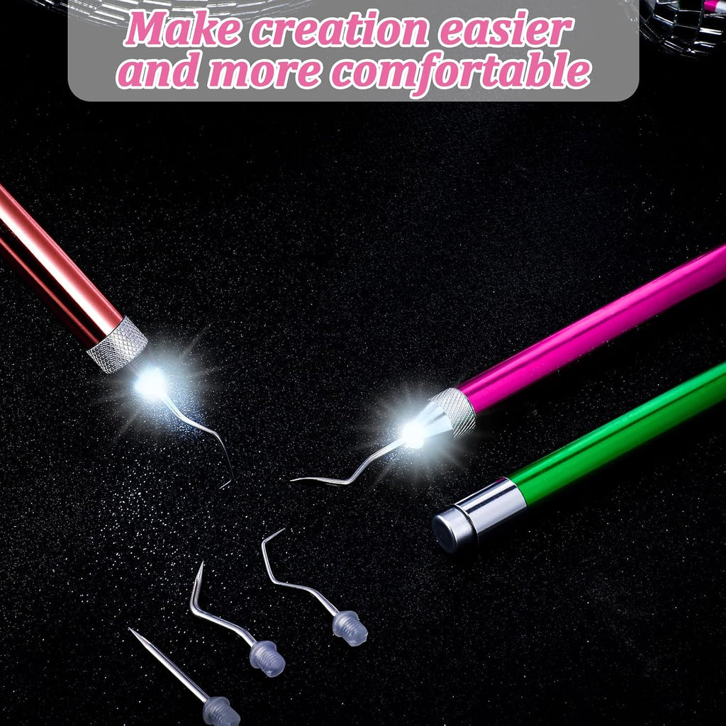 4 Pcs LED Weeding Tools for Vinyl with Light Weeding Tool with 5 Different Hooks Lighted Pin Pen Tool for Removing