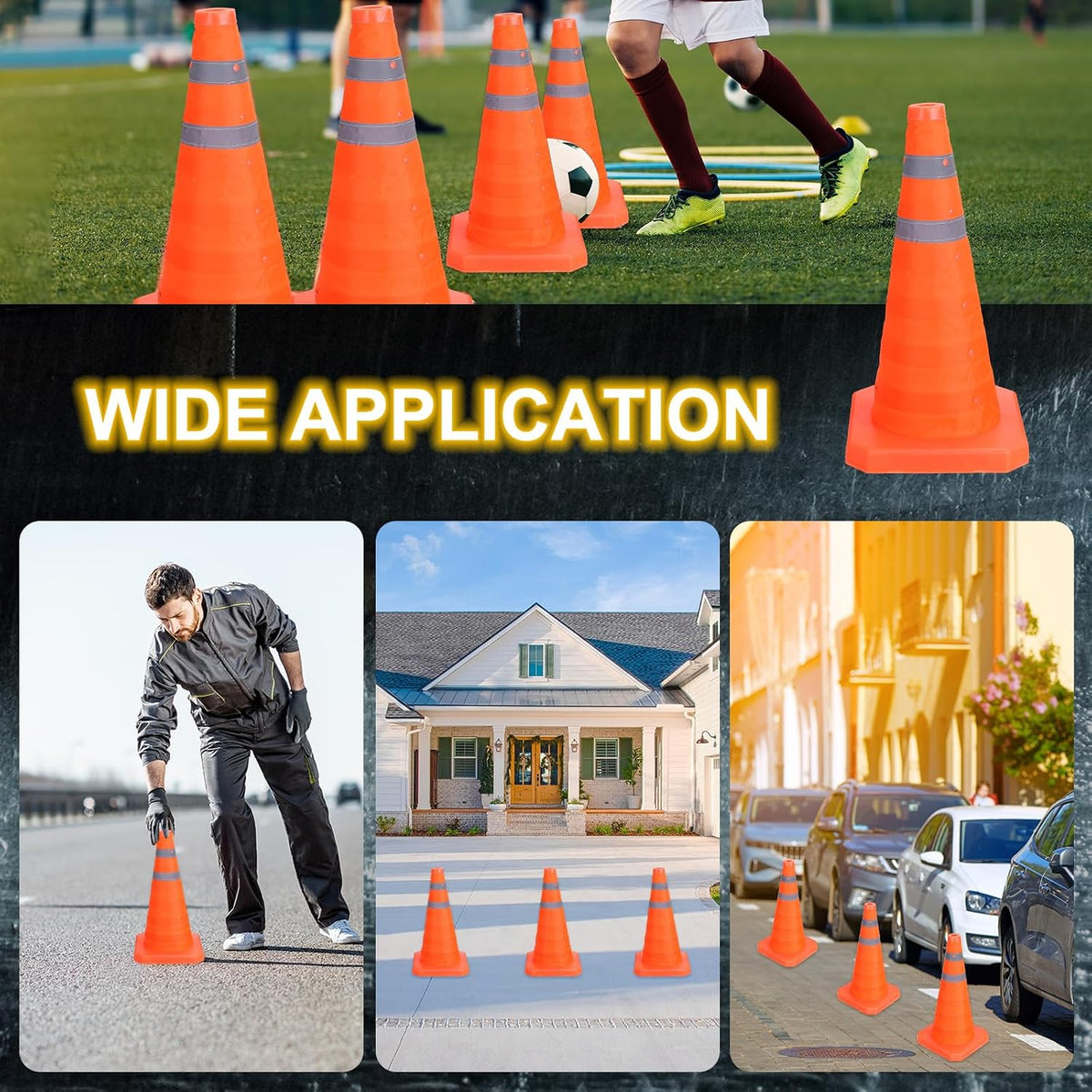 Collapsible Traffic Cones 18" Orange Safety Cones