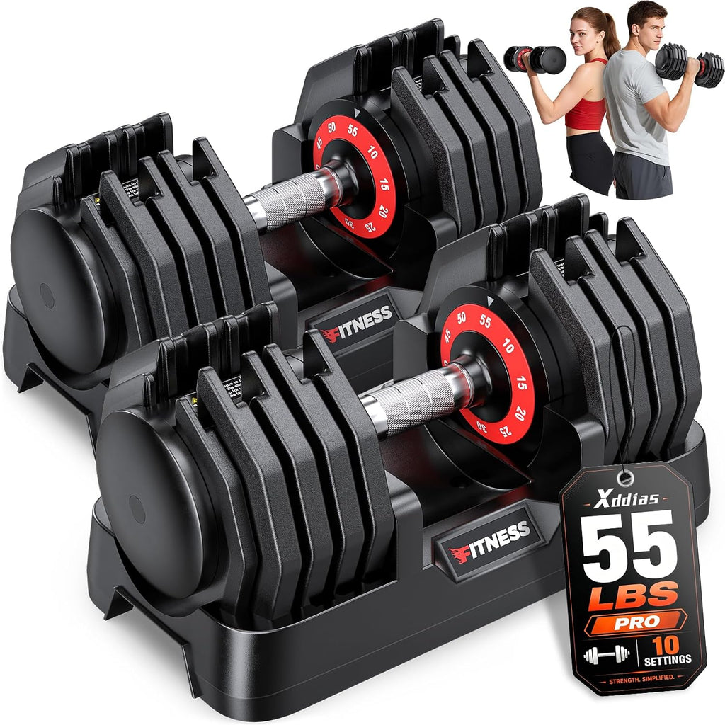 Adjustable Dumbbells Set of 2, Weight Set at Home | 25 to 80 lb, secure grip, space-saving design，fast weight change