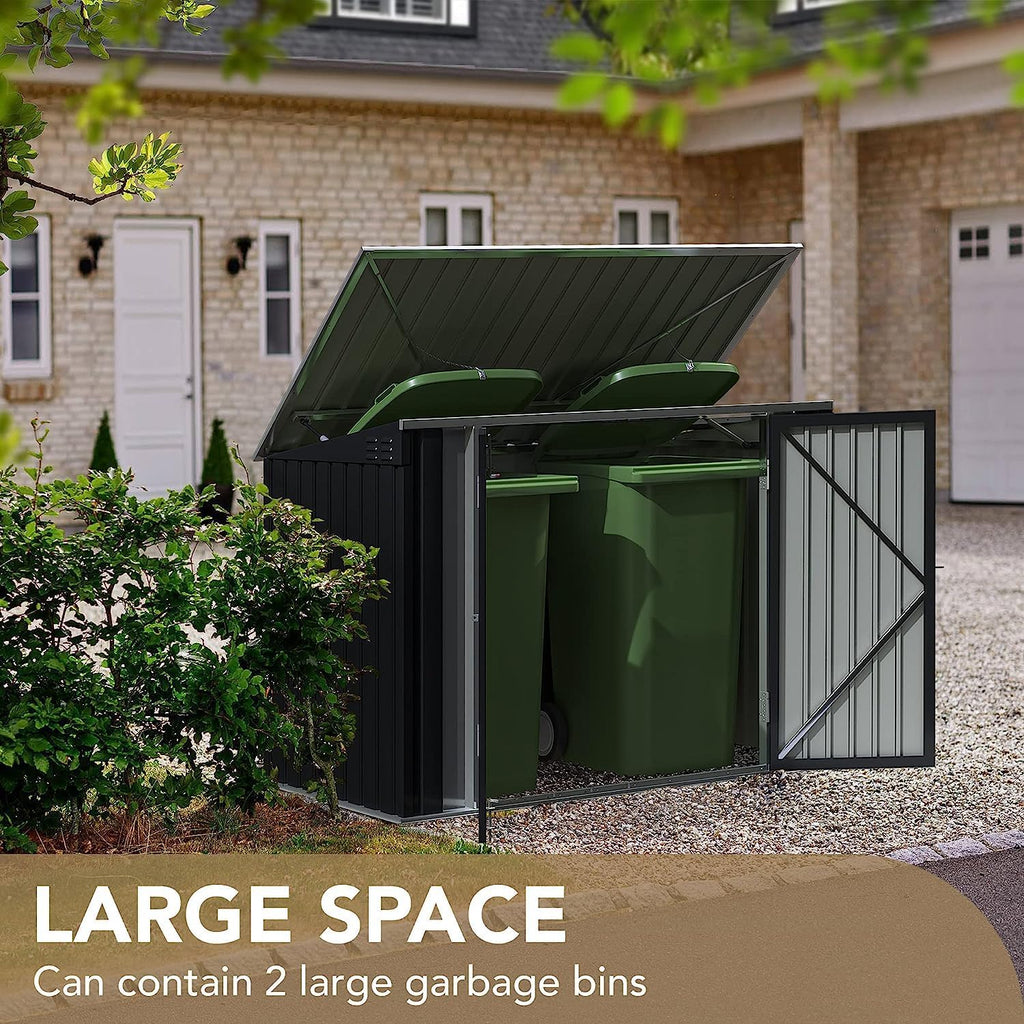 Outdoor Storage Shed 5.8 x 3.3 FT Metal Trash Shed Waterproof Outside Storage with Lid Chain Hydraulic Gas Rod for