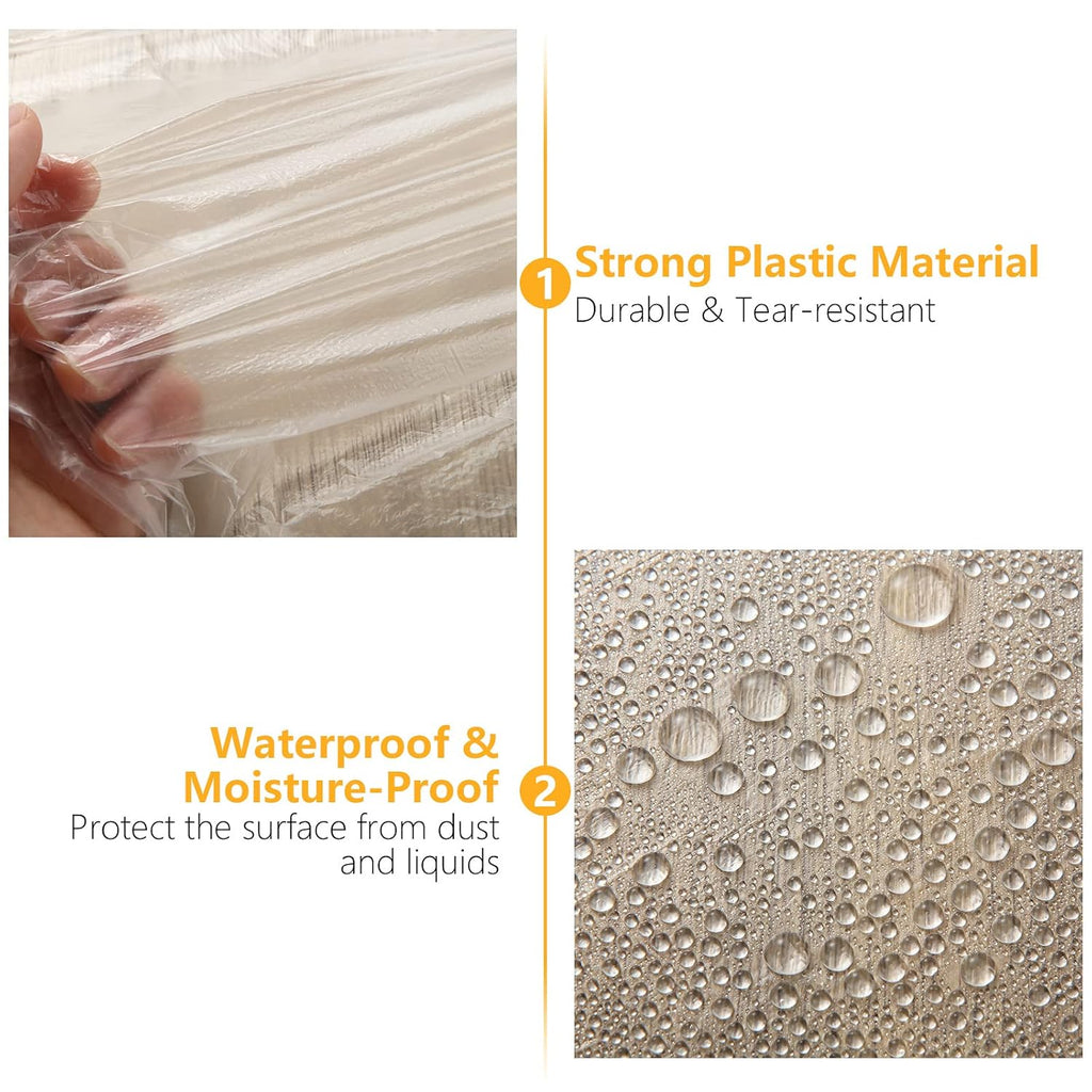 4 Rolls 8 x 66 Feet Plastic Sheeting, Painters Plastic Drop Cloths for Painting, Pre-Taped Masking Film Tape and