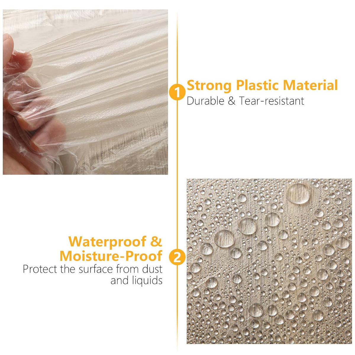 4 Rolls 8 x 66 Feet Plastic Sheeting, Painters Plastic Drop Cloths for Painting, Pre-Taped Masking Film Tape and