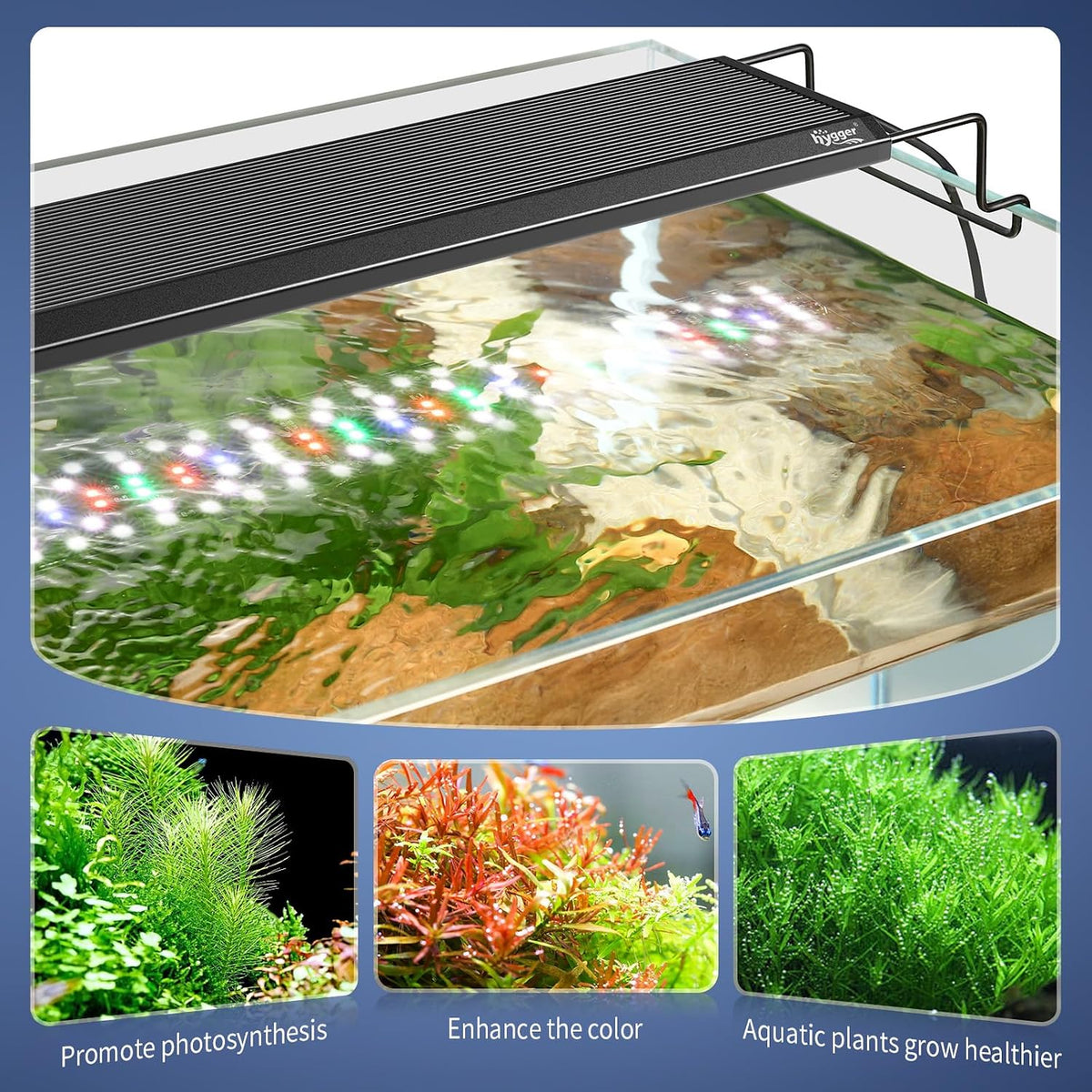 Aquarium Light, 20W Full Spectrum Fish Tank LED Light, 24/7 Remote Control Adjustable Timer, Brightness and Color
