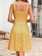 Women's Summer Casual Square Neck Dress with Pocket Cute Short Dress